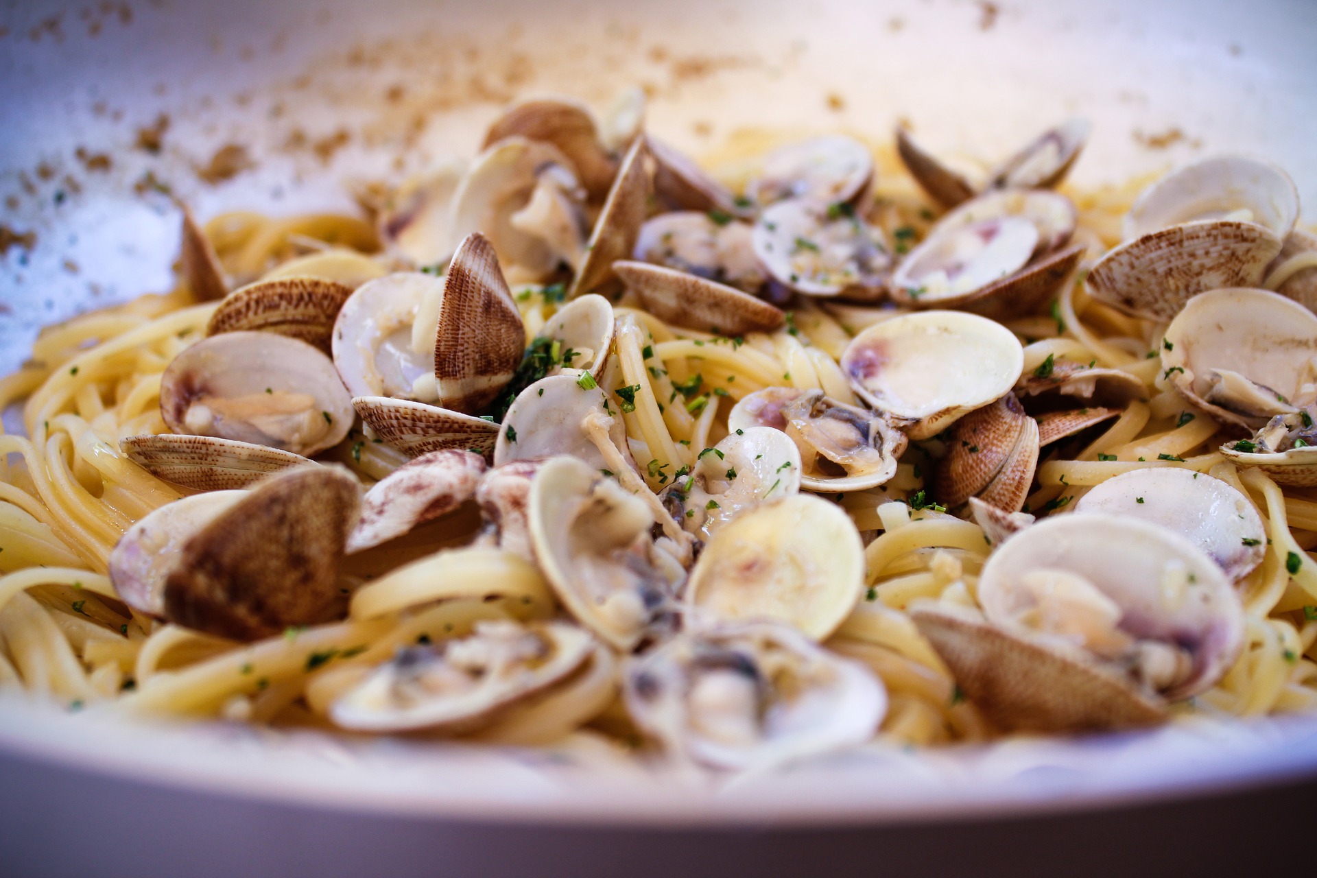 Spaghetti alle vongole piatto tipico della cucina di mare del Cilento